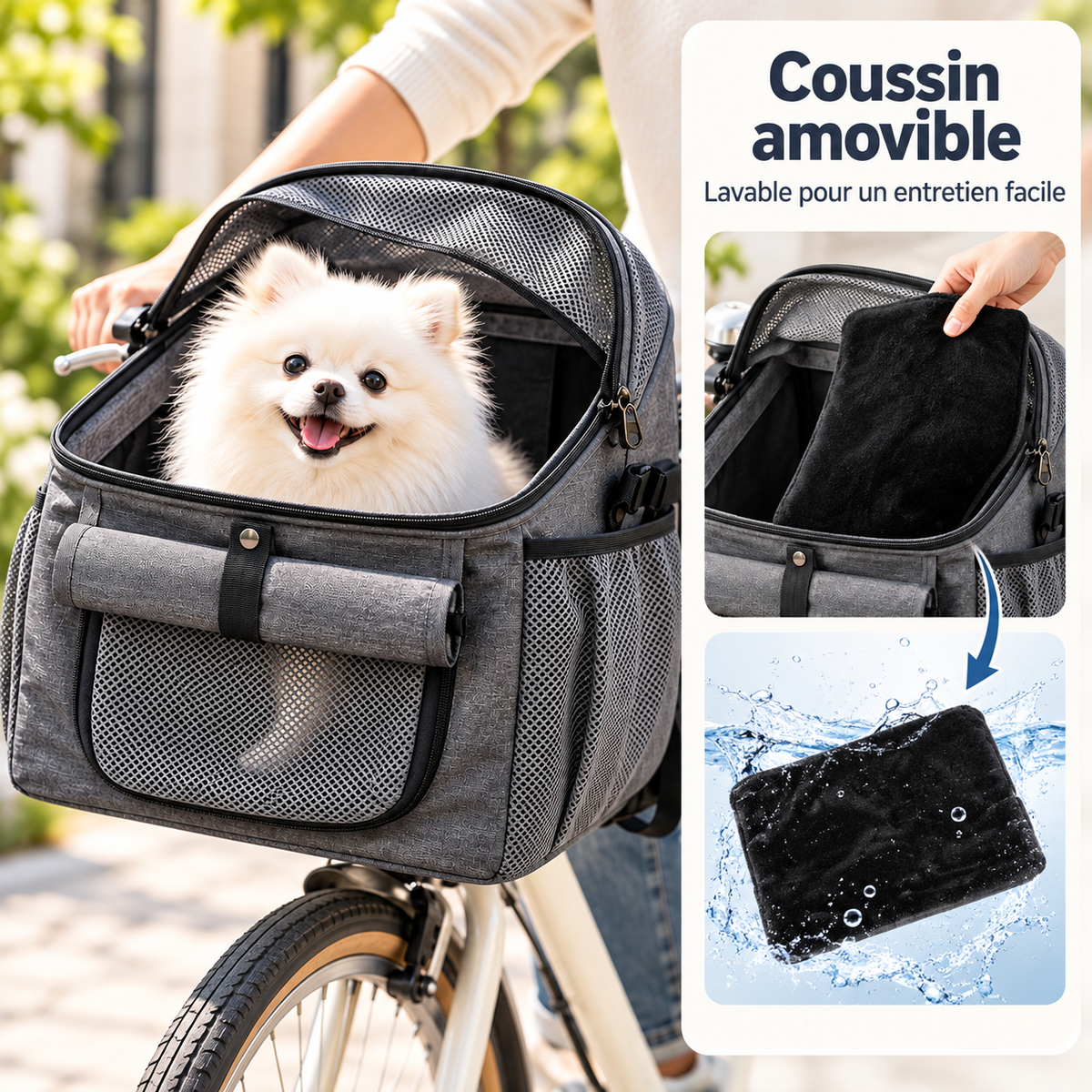 Panier de Vélo pour Chien 2-en-1 — Sac à Dos Oxford, Rangements Multiples