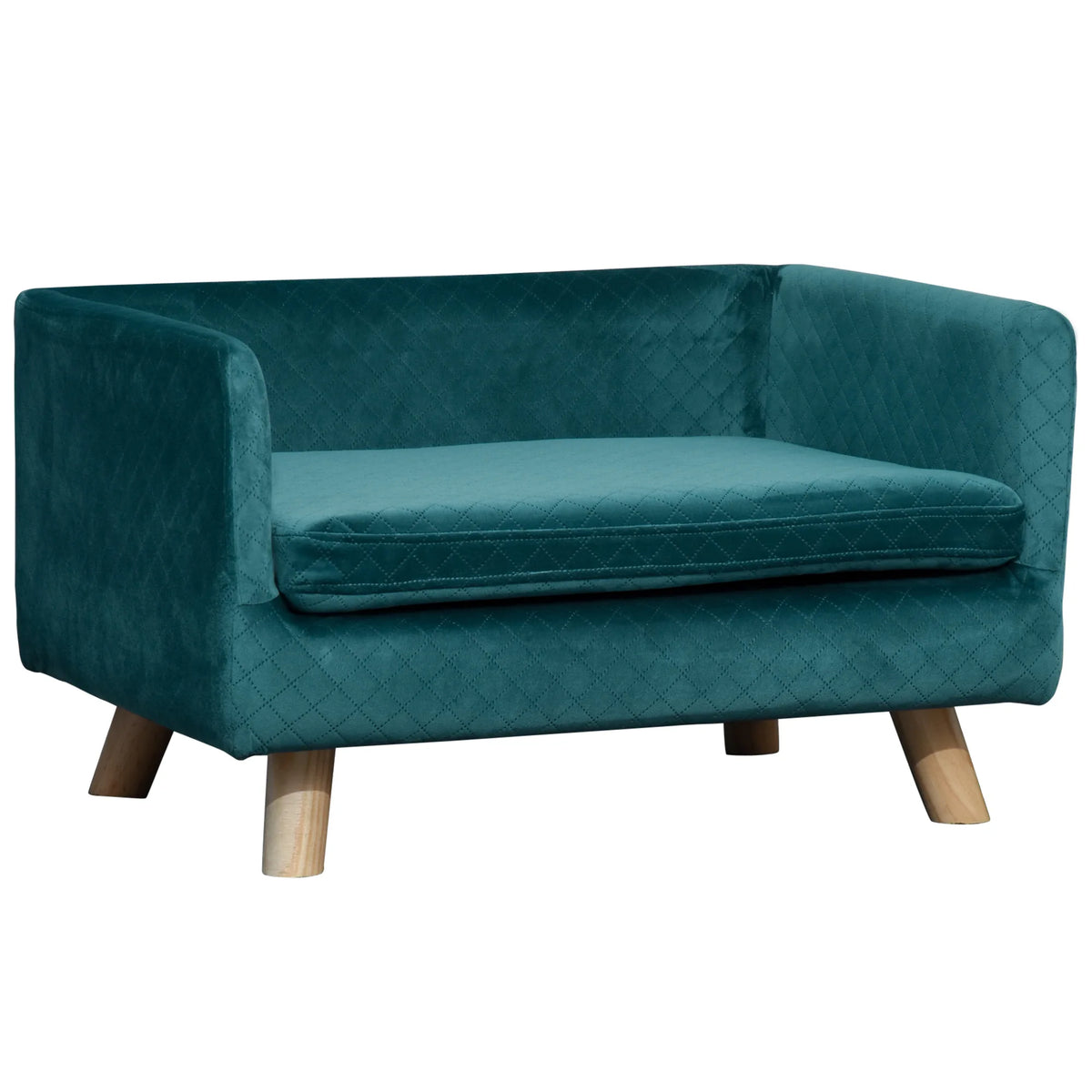 PawHut Couch dog dog bed dog Scandinavian design cushion soft drink feet solid dim. 64x45x36 cm Velvet Blue Duck