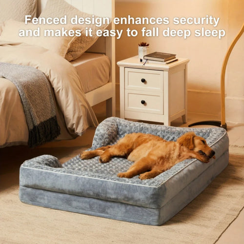 Detachable and Washable Orthopedic Support Dog Bed for Large Breeds Such as Golden Retrievers, High-Elasticity Support Sponge Ve