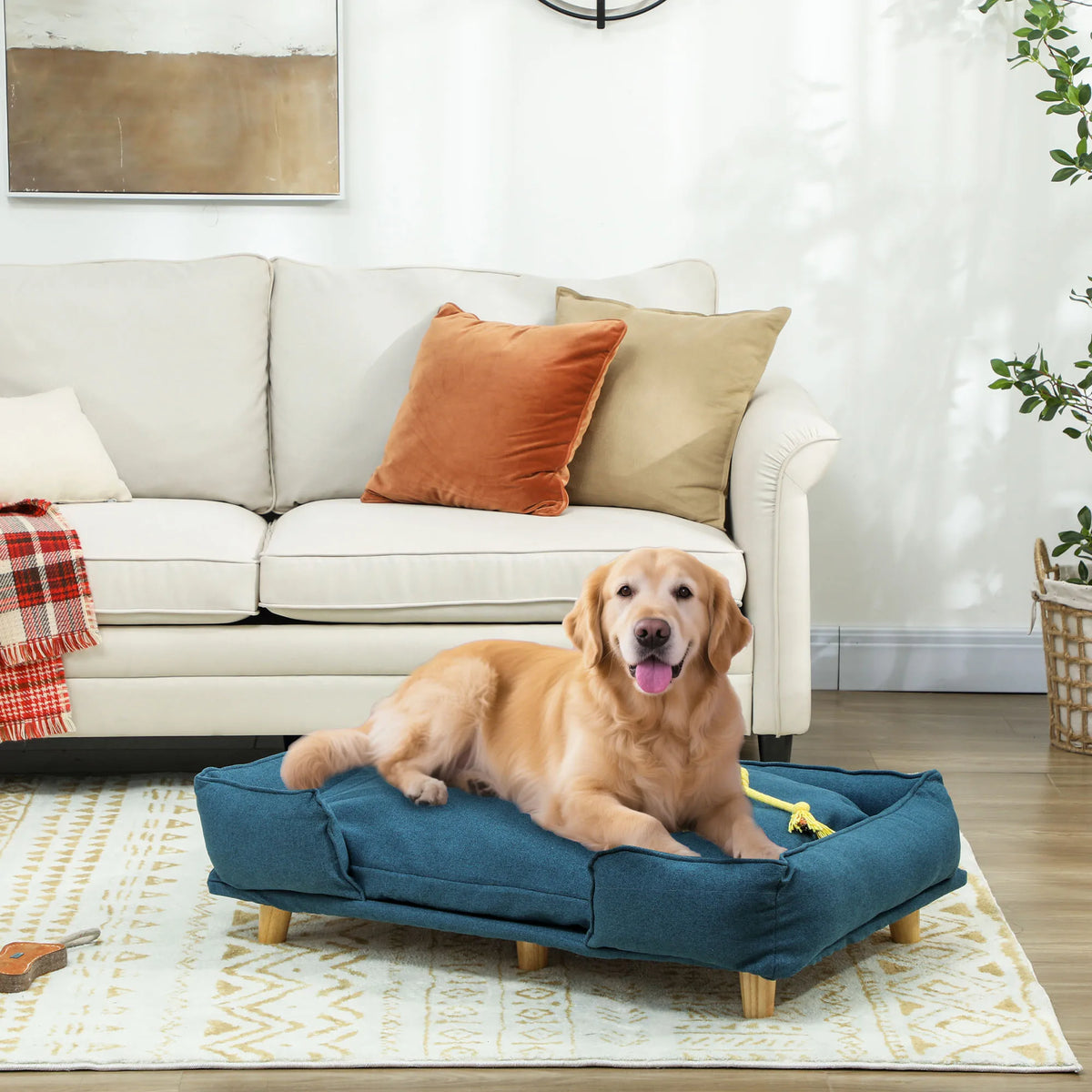 Pawhut Sofa for Large Dogs with Washable Cushion 96X66X24 cm Blue