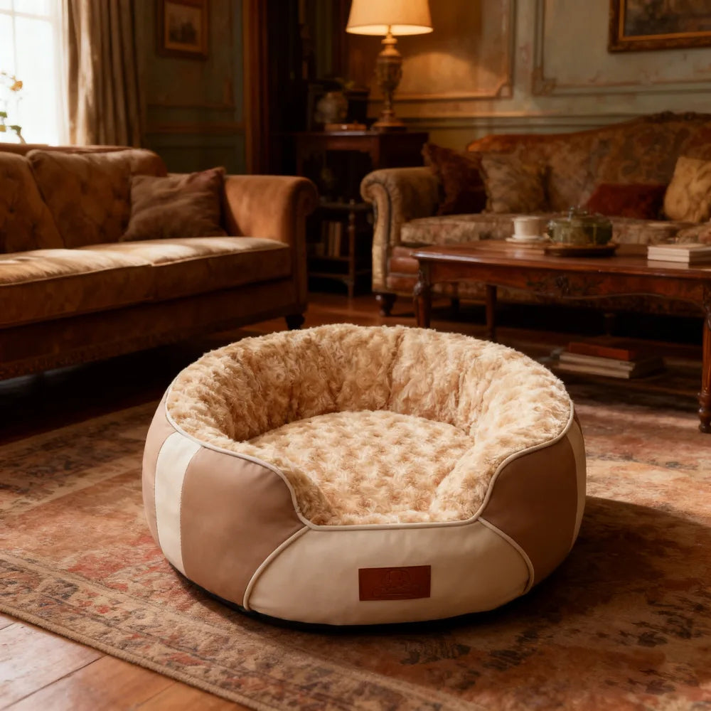 Panier pour Chien Coussin Rond Épais — Peluche Isolante