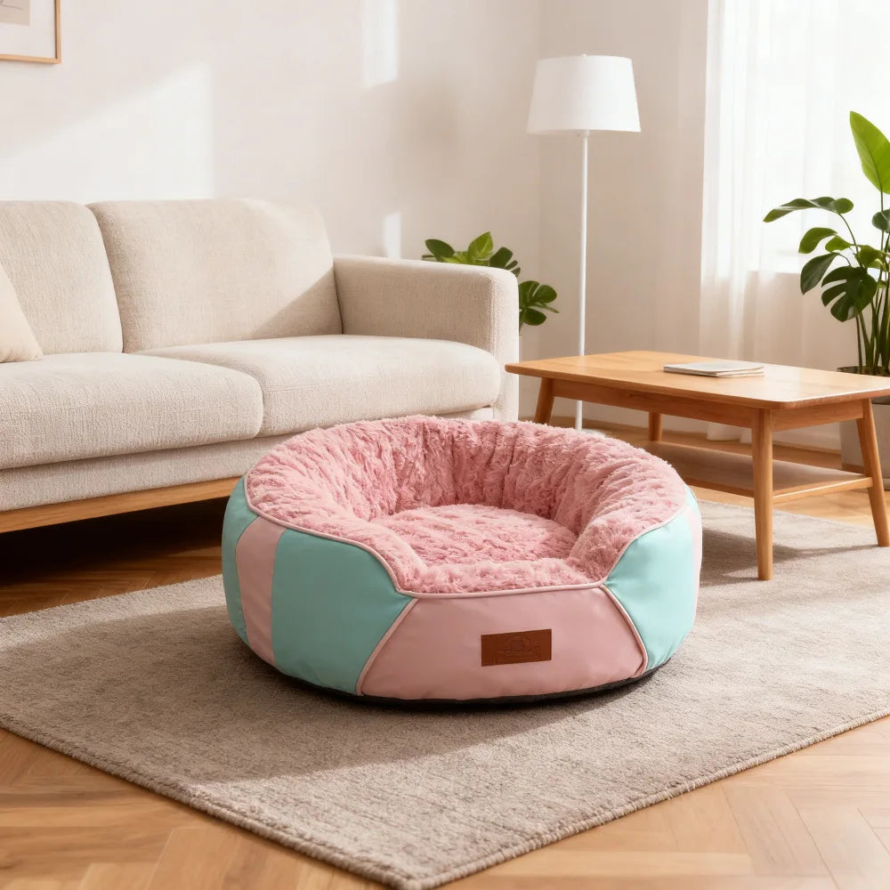 Panier pour Chien Coussin Rond Épais — Peluche Isolante