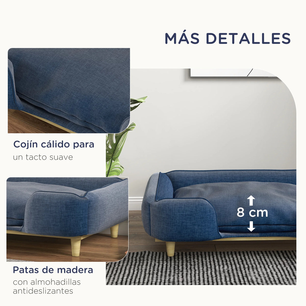 Pawhut Sofa for Large Dogs with Washable Cushion 96X66X24 cm Blue