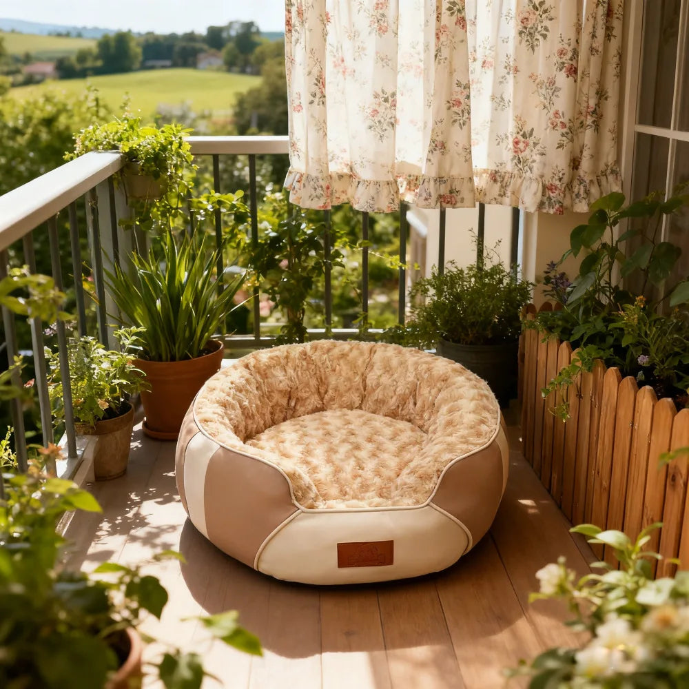 Panier pour Chien Coussin Rond Épais — Peluche Isolante
