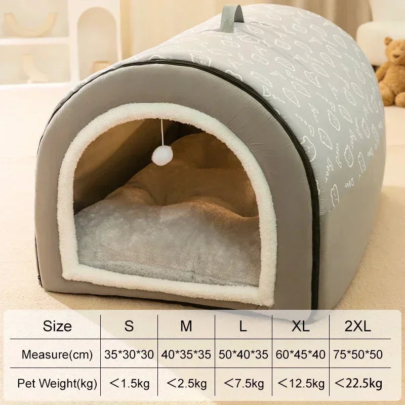 Winter Warm Dog House Detachable Pet Sleeping Bed for Small Medium Dogs Cats Soft Non-slip Dog Kennel Puppy Kitten Nest