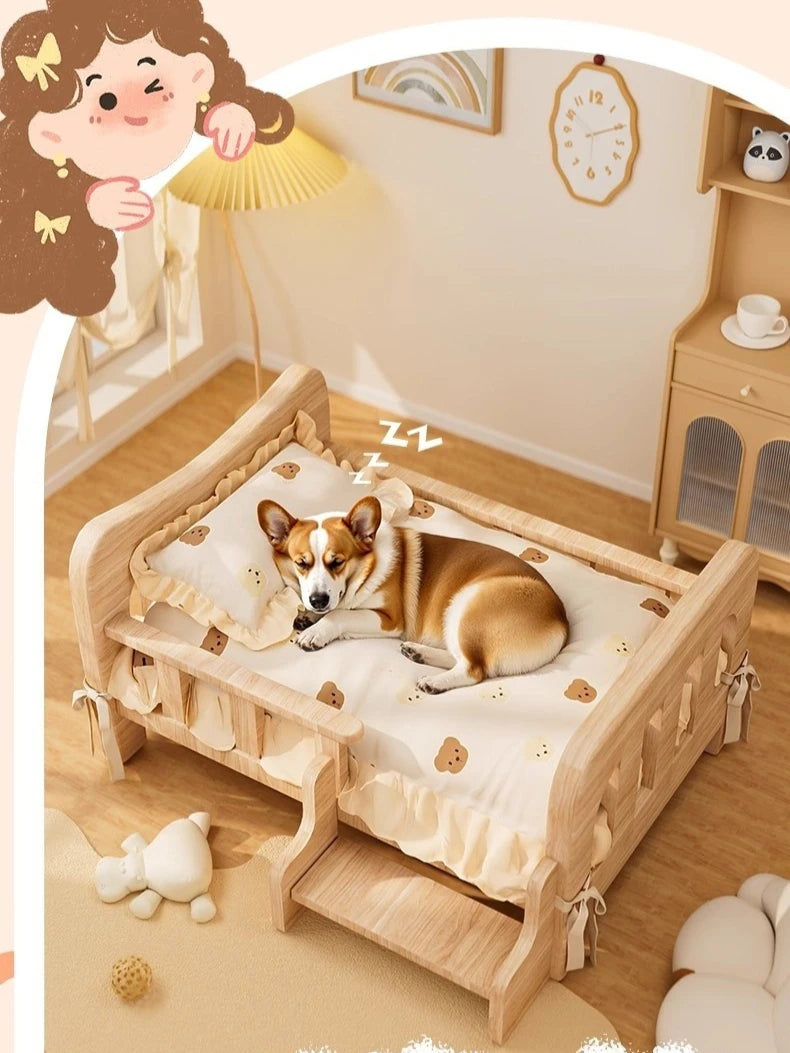 Pet bed, solid wood dog bed, all-season cat bed,pet sleeping sofa,cat bed and dog bed ，cat shelf ，cat condo，wooden cat furniture