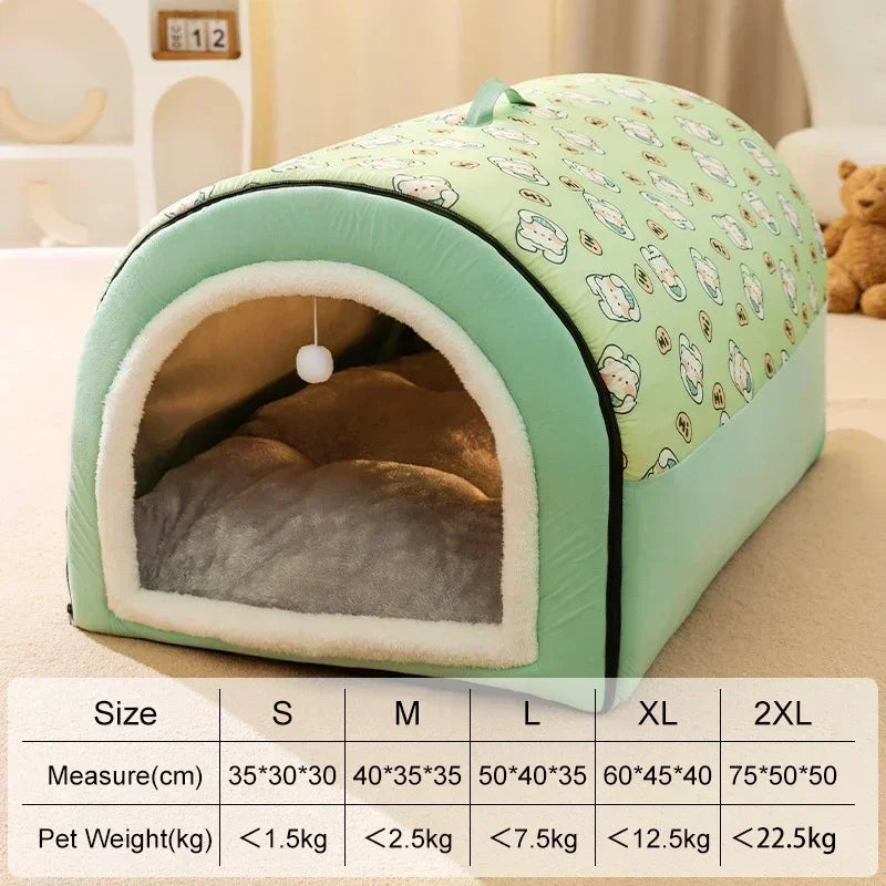 Winter Warm Dog House Detachable Pet Sleeping Bed for Small Medium Dogs Cats Soft Non-slip Dog Kennel Puppy Kitten Nest