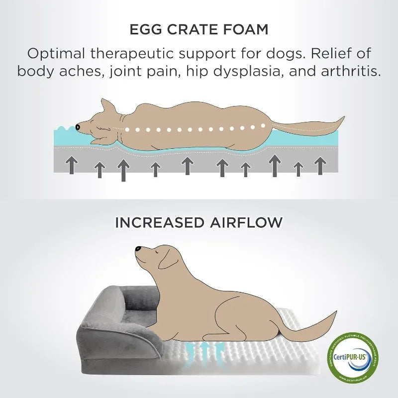 Panier Orthopédique pour Grand Chien — Mousse à Mémoire de Forme Déhoussable