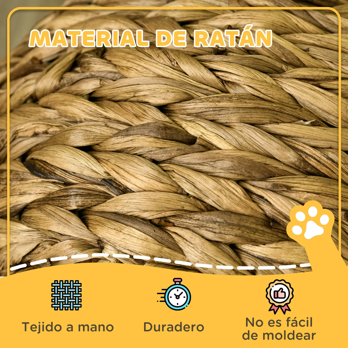 Panier Nid Rond Tressé pour Petit Chien — Coussin Amovible