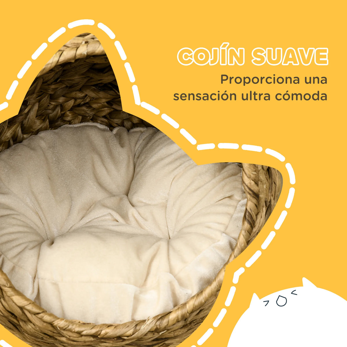 Panier Nid Rond Tressé pour Petit Chien — Coussin Amovible