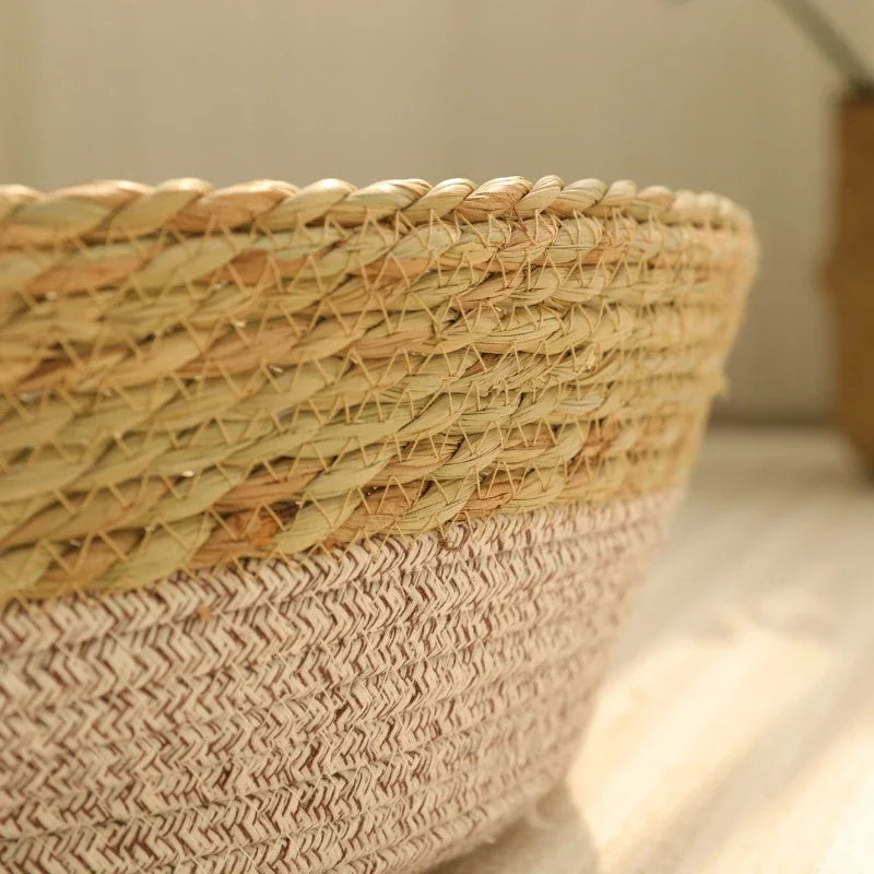 Rattan Weaving Basket For Cat Comfortable Sleeping Pet Dog Bed Summer Cool Weave Cat House Donut Round Kitten Puppy Bed cat beds