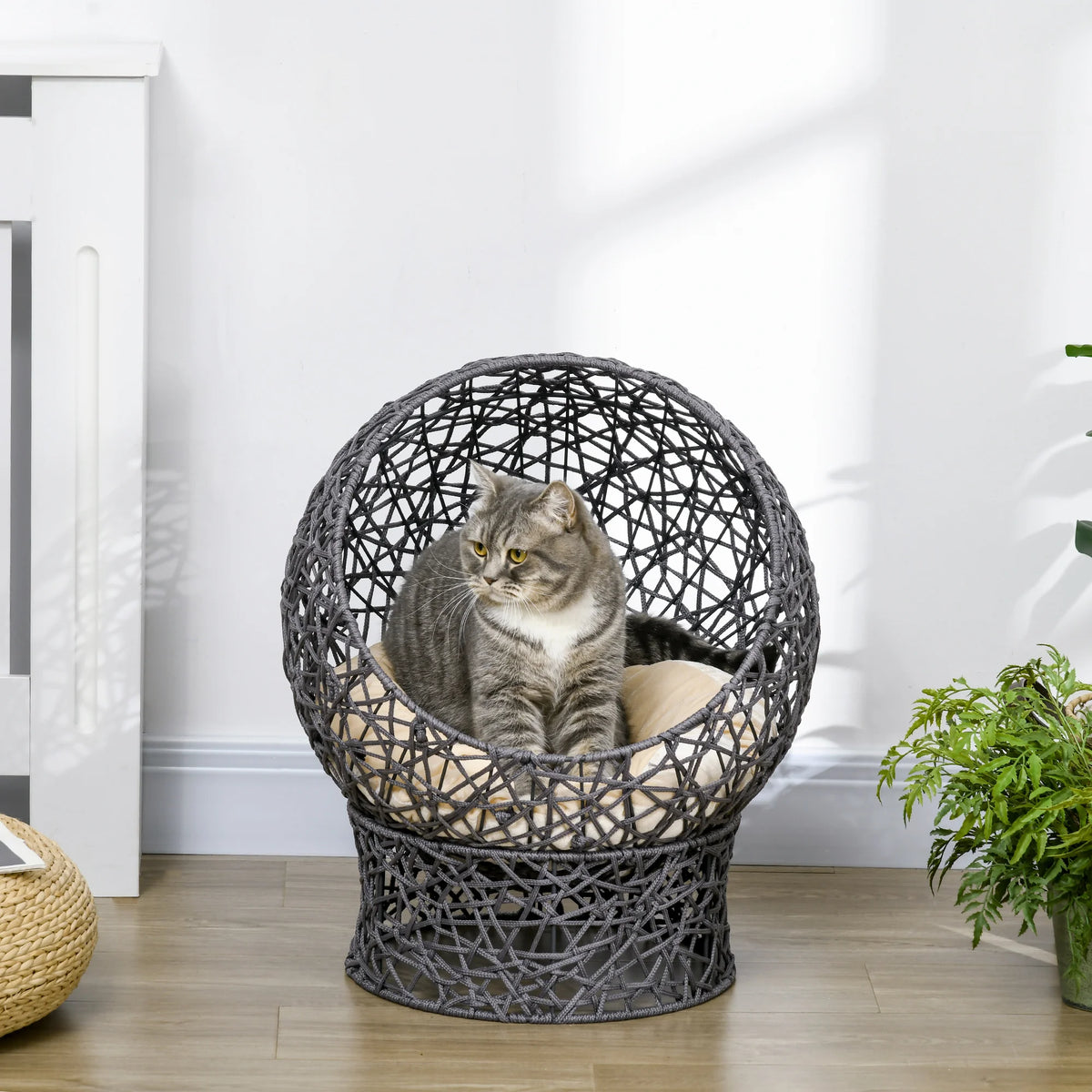 Panier Surélevé en Corde Tressée pour Petit Chien — Coussin Amovible