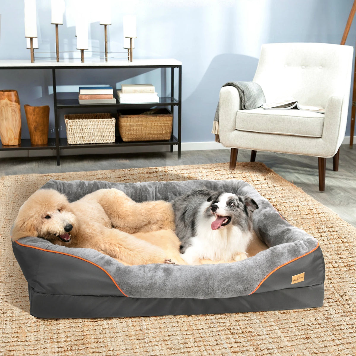 Large Orthopaedic Dog Bed, for Large and Medium Dogs, with Cover Removerable and Washable and Waterproof Dog Basket with 4 Edges, Non-Slip Dog Sofa
