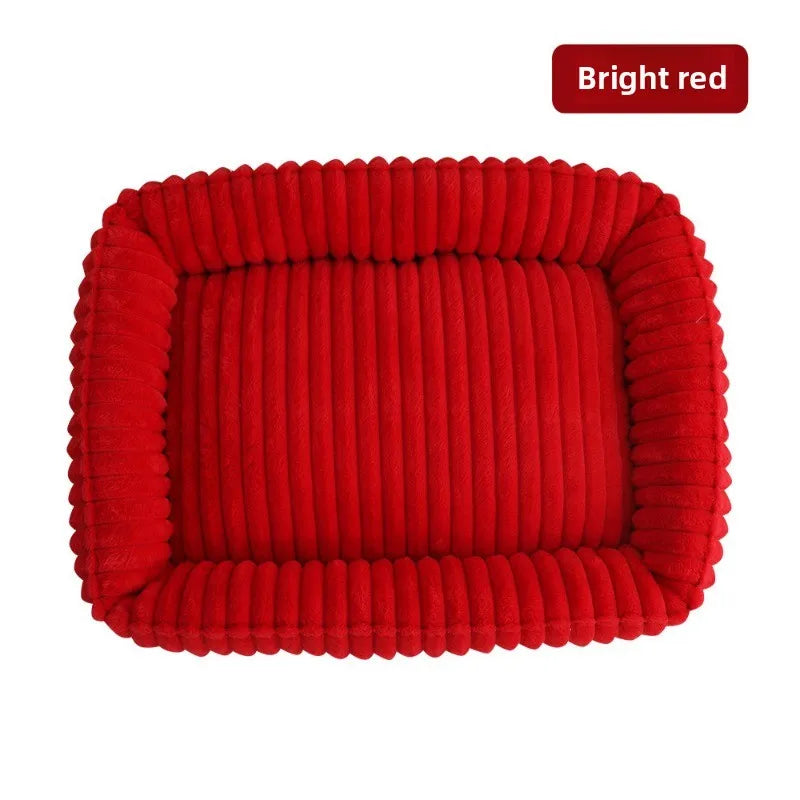Rectangle Plush Dog Bed Winter Warm Mat Small Medium Big Pet Cat Dog Bed Kennel Puppy Sofacama Cat Cushion Pets Sofa Accessories
