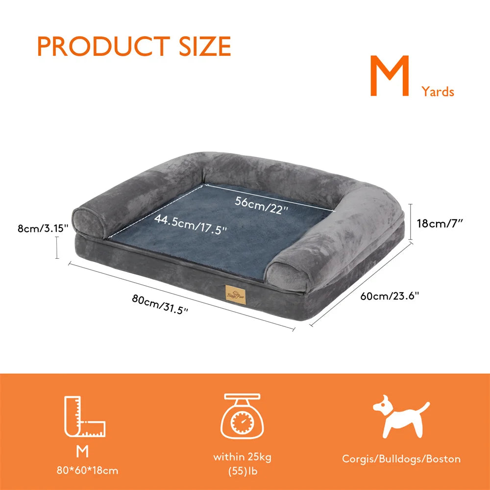 XXL XL Large Calming Dog Bed Orthopedic Memory Foam Sofa Couch Waterproof Removable Cover Plush Mat for Small Medium Large Dogs