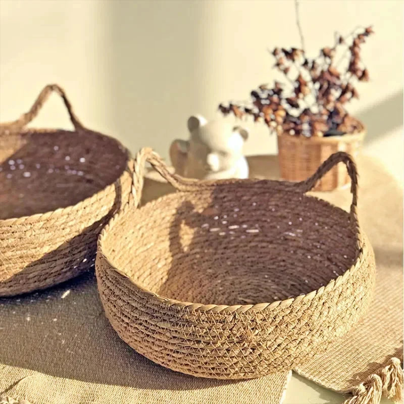 Panier Nid en Fibre Tressée pour Petit Chien — Coussin Chaud Amovible