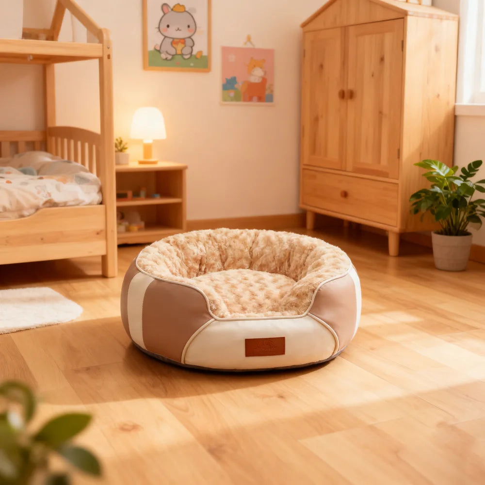 Panier pour Chien Coussin Rond Épais — Peluche Isolante
