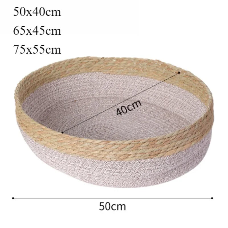 Rattan Weaving Basket For Cat Comfortable Sleeping Pet Dog Bed Summer Cool Weave Cat House Donut Round Kitten Puppy Bed cat beds