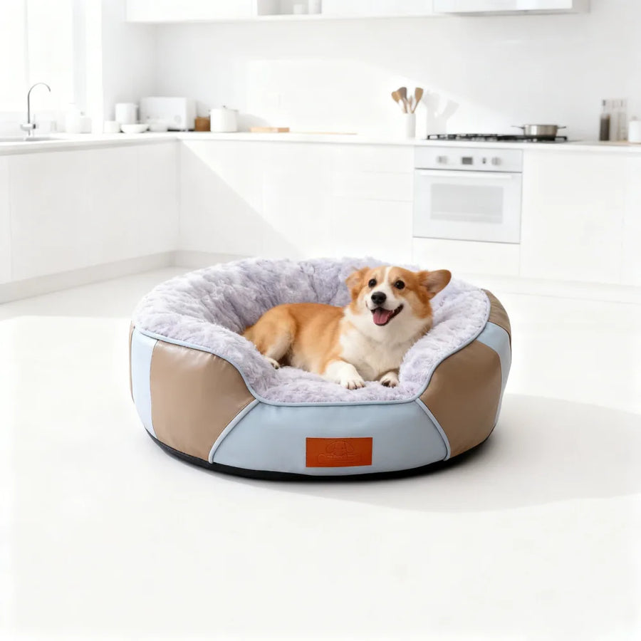 Panier pour Chien Coussin Rond Épais — Peluche Isolante