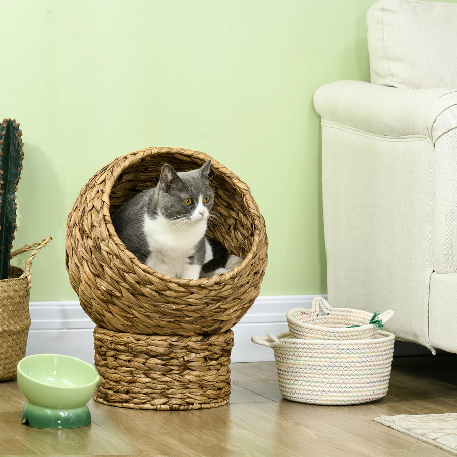 Panier Nid Rond Tressé pour Petit Chien — Coussin Amovible