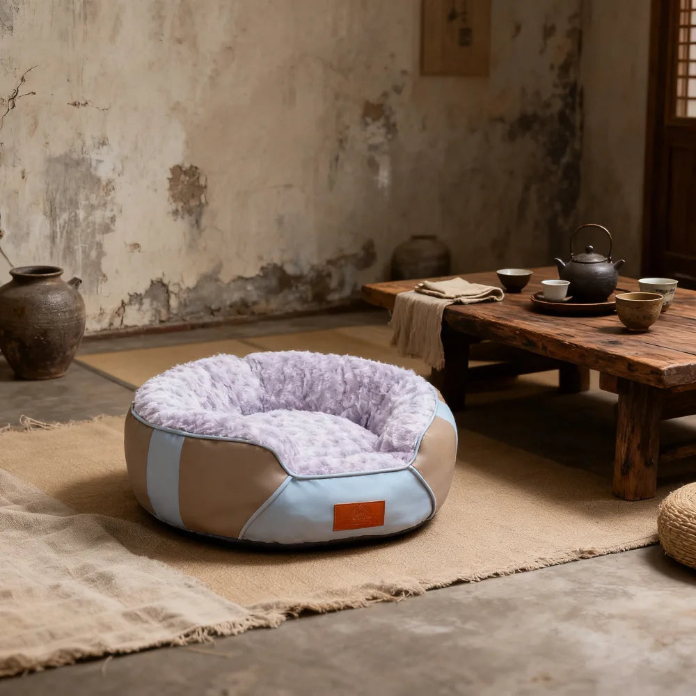 Panier pour Chien Coussin Rond Épais — Peluche Isolante