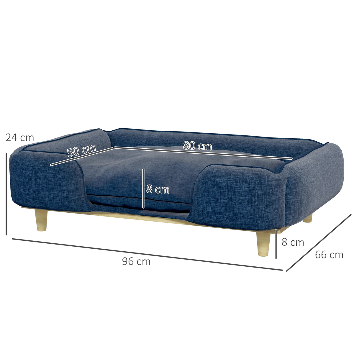 Pawhut Sofa for Large Dogs with Washable Cushion 96X66X24 cm Blue