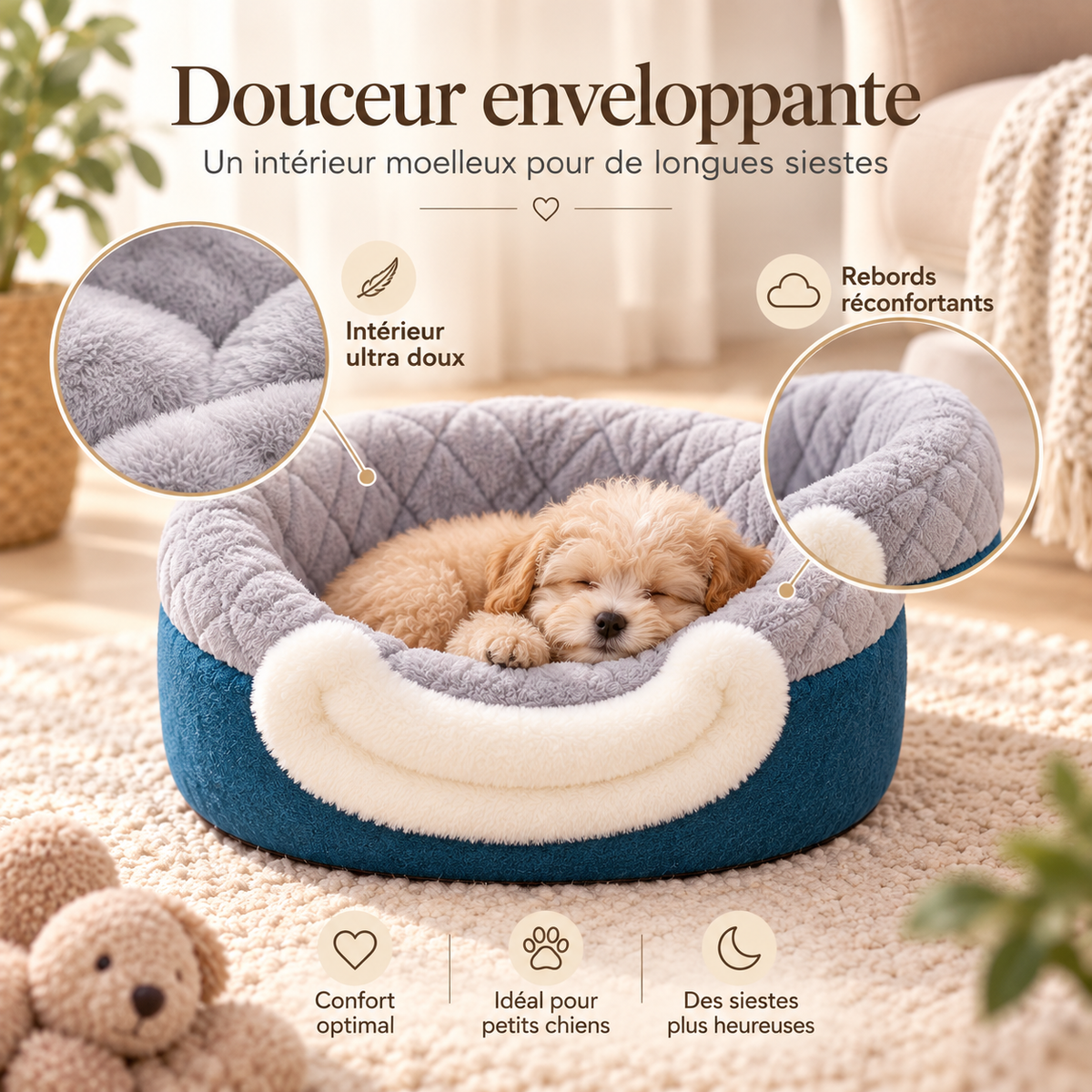 Panier cocon 2-en-1 PaniHome — intérieur ultra doux, rebords réconfortants