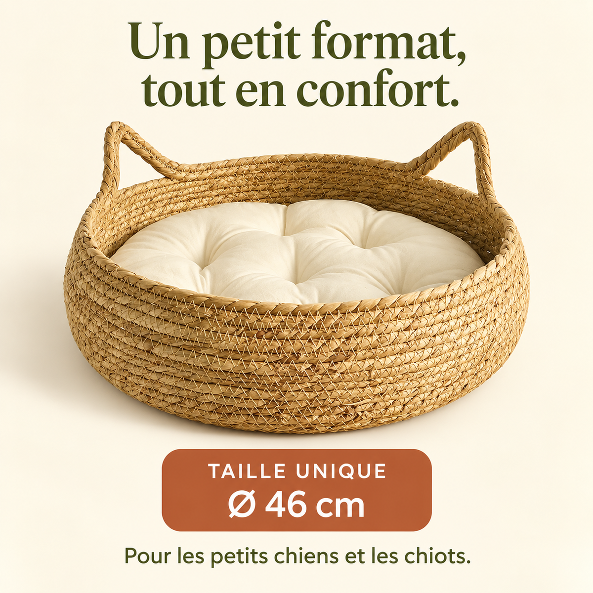 Guide de taille du panier rond en bambou PaniHome, taille unique 46cm de diamètre
