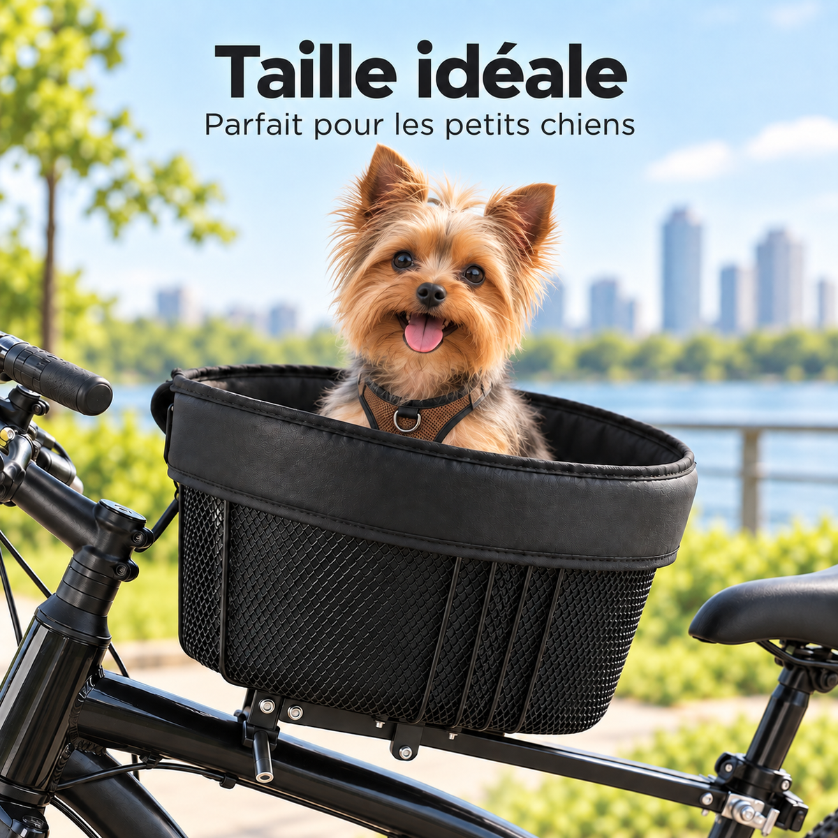 Taille idéale du panier de vélo pour chien en métal, parfait pour les petits chiens
