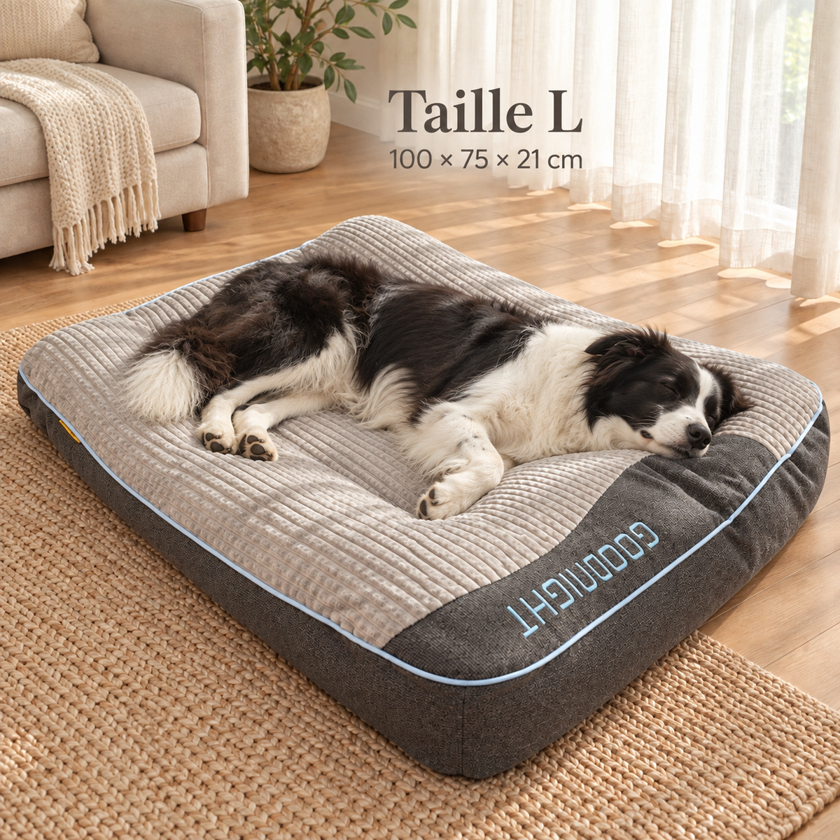Panier Matelas XXL pour Chien — Velours Côtelé Épais, Rebord Galbé, 4 Tailles