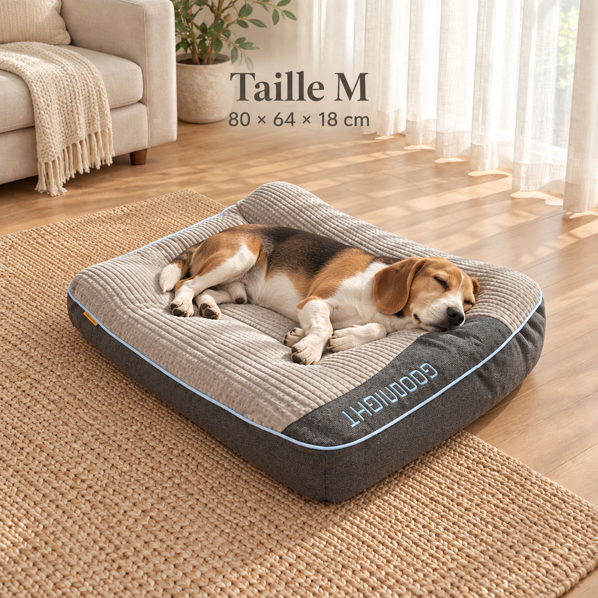 Panier Matelas XXL pour Chien — Velours Côtelé Épais, Rebord Galbé, 4 Tailles