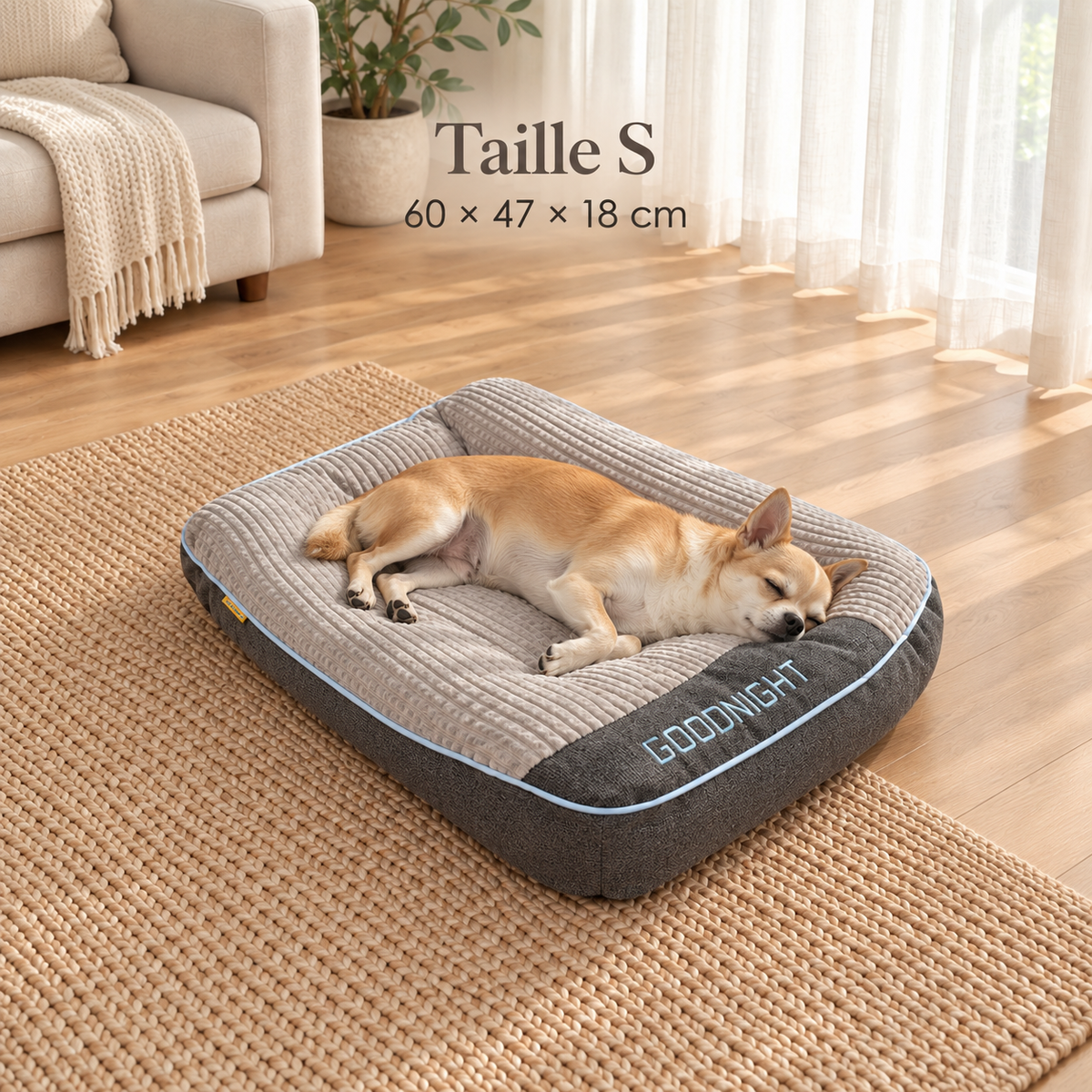 Panier Matelas XXL pour Chien — Velours Côtelé Épais, Rebord Galbé, 4 Tailles