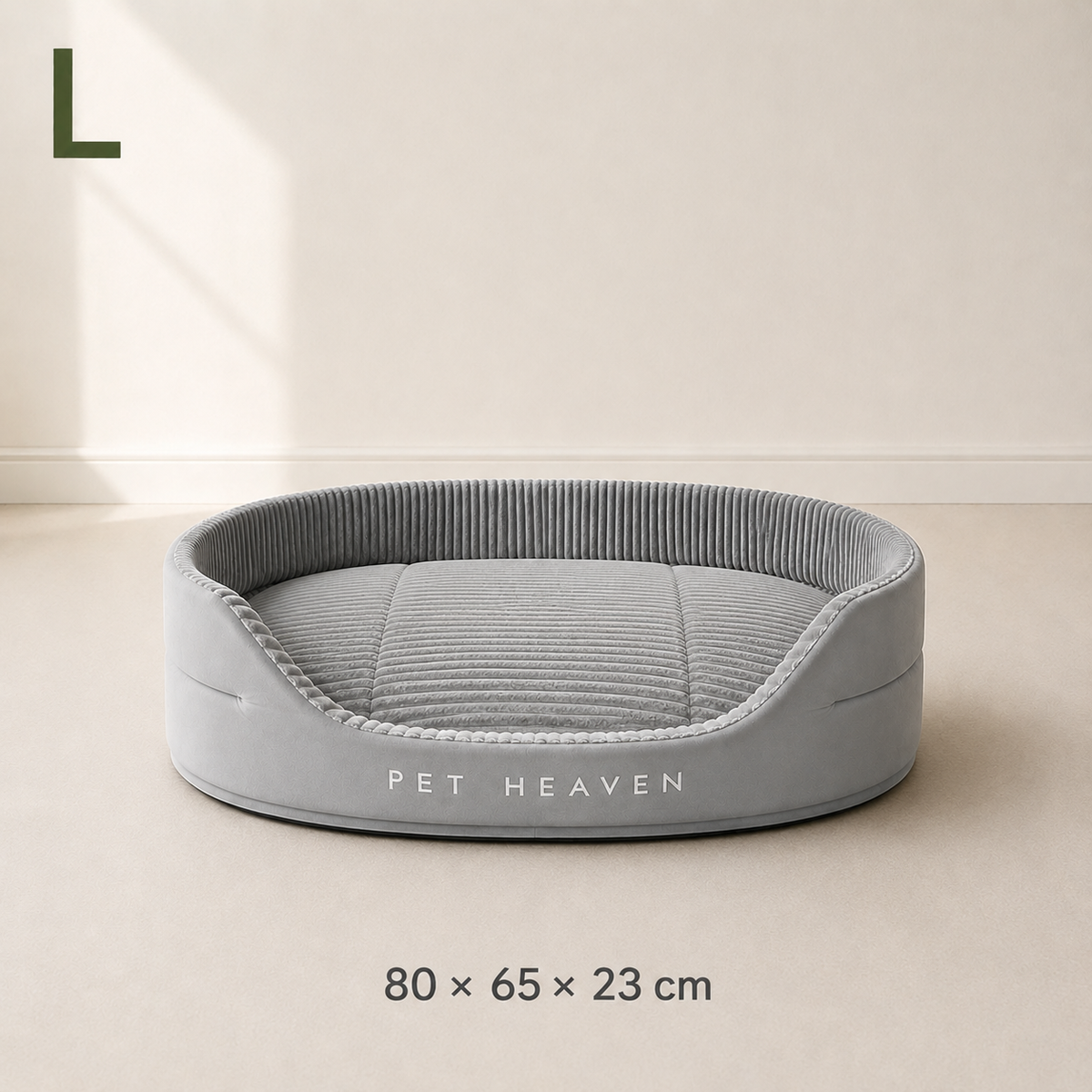Panier ovale en velours côtelé pour chien, taille L