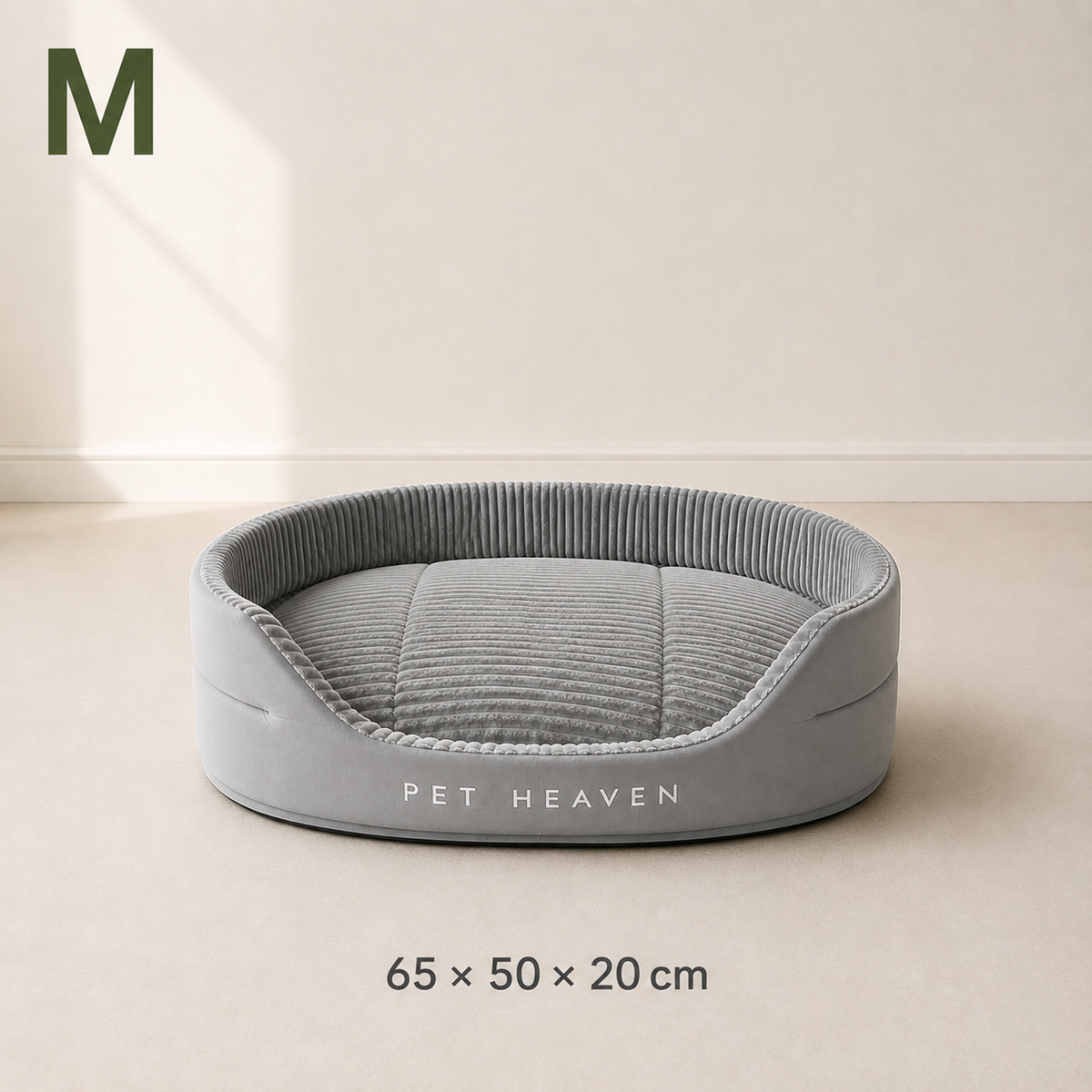 Panier ovale en velours côtelé pour chien, taille M