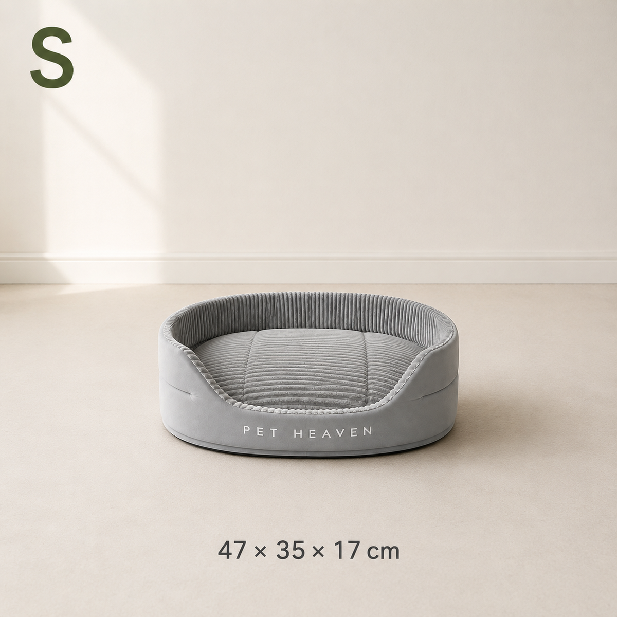 Panier ovale en velours côtelé pour chien, taille S