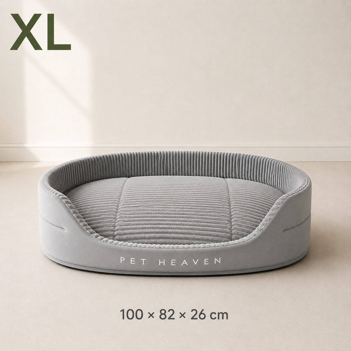 Panier ovale en velours côtelé pour chien, taille XL