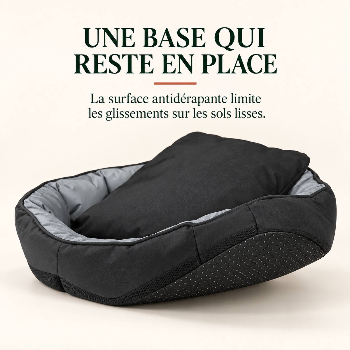 Dessous antidérapant du panier Oxford, picots caoutchouc pour limiter les glissements